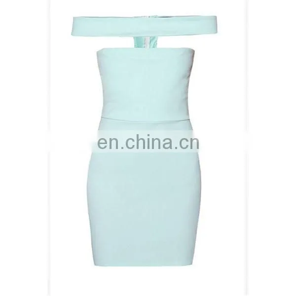 Sexy off Shoulder Dress Fashion Women Clothing Strapless Blue Bodycon Dress photo-5