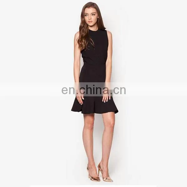 High Quality Fashion Flounced Skirt Sweet Summer Sleeveless Black Women Dresses photo-2
