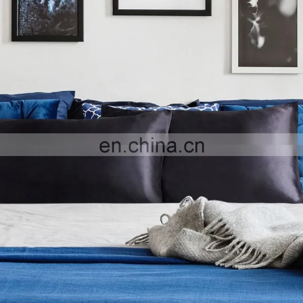 High Quality Black Polyester Fabric Home Silky Smooth Comfort Queen Satin Pillowcase photo-2