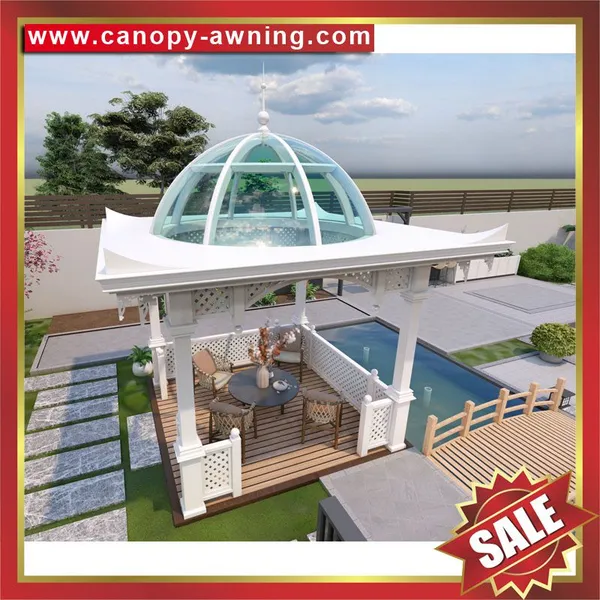 Hot Sale Outdoor Park Garden Aluminum Alu Circular Rounded Shape Roof Gazebo Pavilion Canopy Awning Shelter photo-2