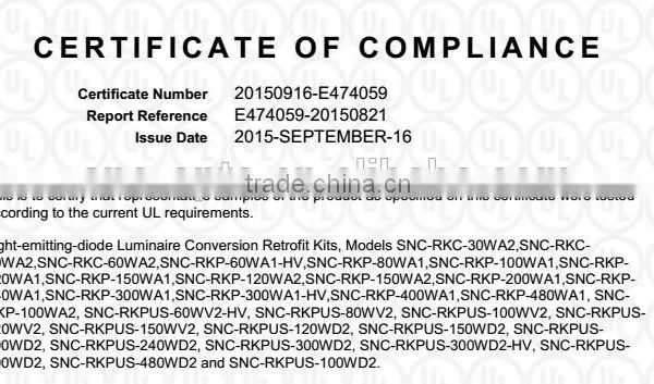 SNC Temperature Control UL CUL LUMILEDS LED Retrofit Kit 150W for Parking Lot Lighting photo-4