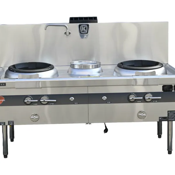 Silent 250W Aquecedor Duplo de Wok com Carga Térmica de 41kW - Grau Comercial de 220V