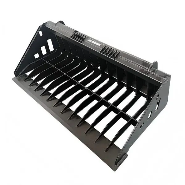 Sieve Bucket Skid Steer SSQA Skeleton Rock Bucket 14 Tines 3 Sections Smooth Edge Non Slip Step Box Frame photo-4