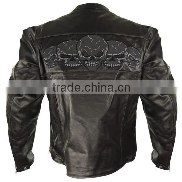 Skull Embroidered Leather Motorcycle Jackets Pakistan photo-4