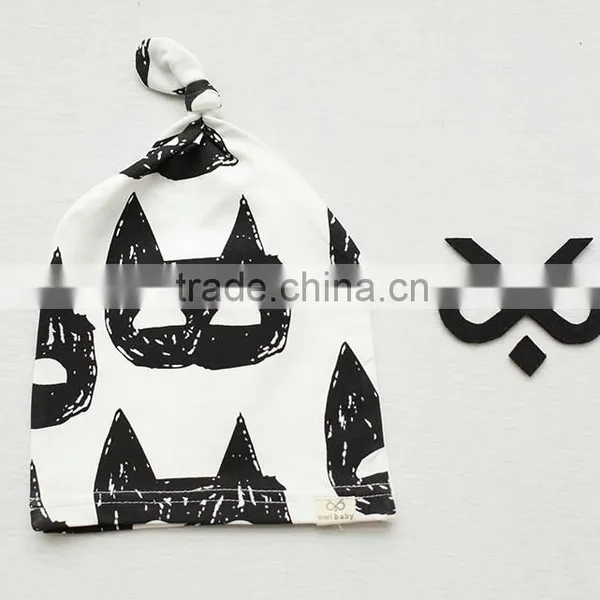 Breathable Kids Hat Boutique Cotton Cartoon Tied Angle Newborn Baby Cap For 0-2 Years In Stock photo-3
