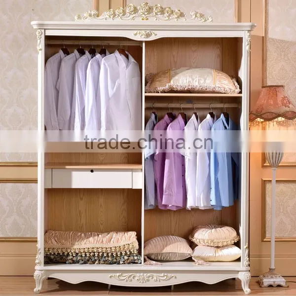 Luxury French Style Hand Carved Wooden MDF Panel Bedroom Sliding Door Cupboard Design Quality Choice photo-3