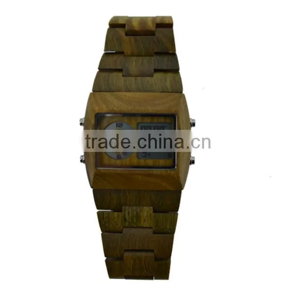 Bewell Wood Material Day Date Month Watch Movement Date Watches Digital Wood Watch photo-4