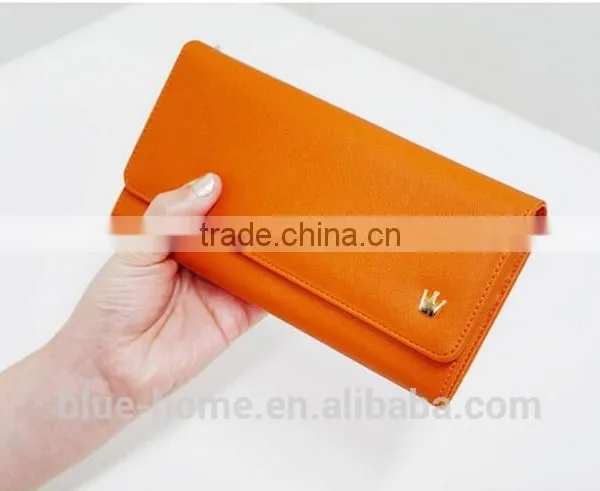 Hot Selling 2015 Korean Design Long Crown Wallet Hand Purse Wristyle Women Pink Evening Wallets photo-3