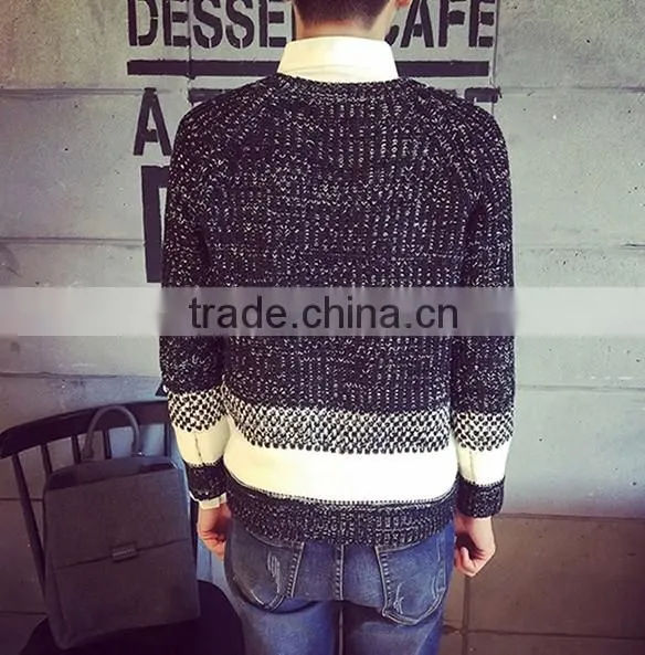 2015 Autumn Winters Splicing Stripe Round Collar Sweater for Color Combination Sweater photo-4