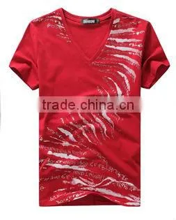 Fashion Summer Printed V-neck Men's T Shirt Design photo-3