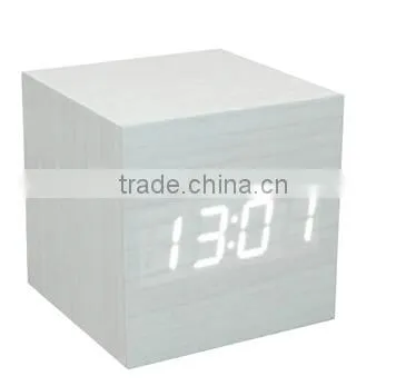 Best Selling Promotion Cube Colorful LED Wood Alarm Clock for Home Decoration Comply With CE ROHS - S714 photo-3