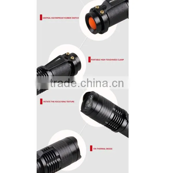 Aluminum UltraFire 7w 300lm Mini Led Flashlight Torch Adjustable Focus Zoom Light Lamp photo-2