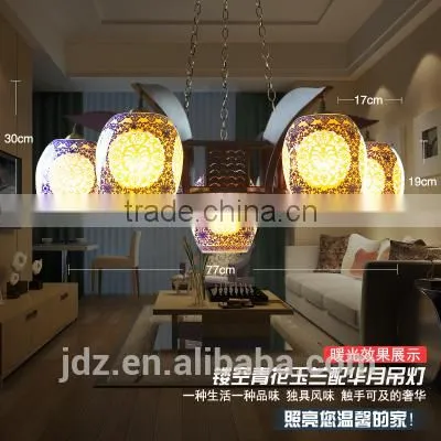 Modern Decorative Ceiling Lamp, Ceramic Carved Wood Ceiling Light photo-2