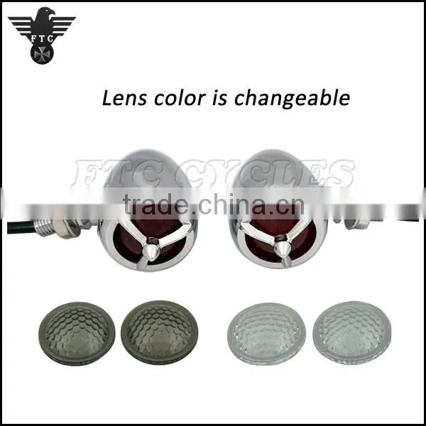 Red Lens Tribar Motorcycle Turn Signals Vintage Indicator for Kawasaki Lighting photo-5
