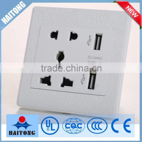 250V Electronic Wall Switch Universal Wall Socket With Two USB Socket