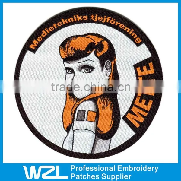 Custom Machine Made Beautiful Girl Pattern Woven Patches for Clothes