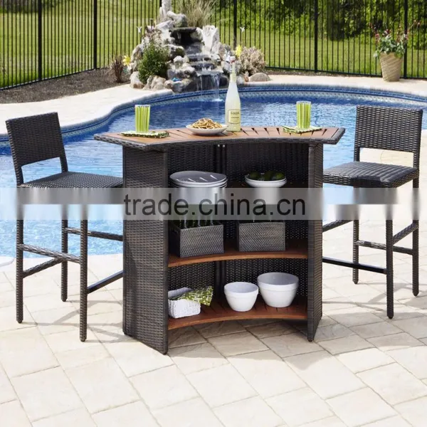 Two Bar Chair With Wooden Bar Table photo-2
