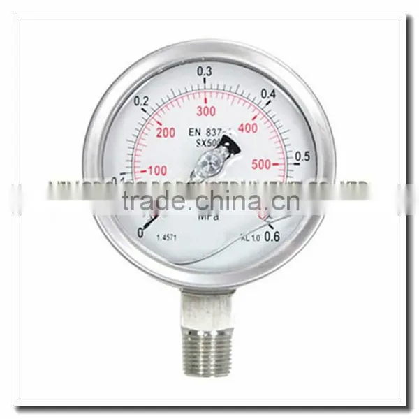High Quality 4 Inch All Stainless Steel Oil Filled Manometer photo-2