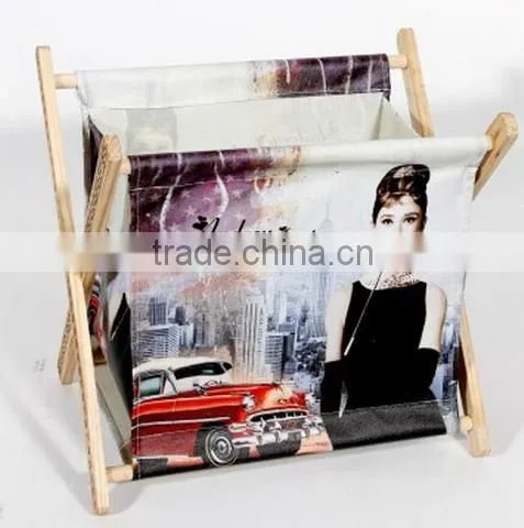 2016 New Design Vintage Wooden Retro Magazine Storage Foldable Rack photo-2