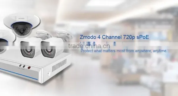 Zmodo Cctv Design-private Outlook Mold Style Network 4 ch 720p Audio and Vedio NVR SPOE Kits With Dome and Bullet IP Camera photo-2