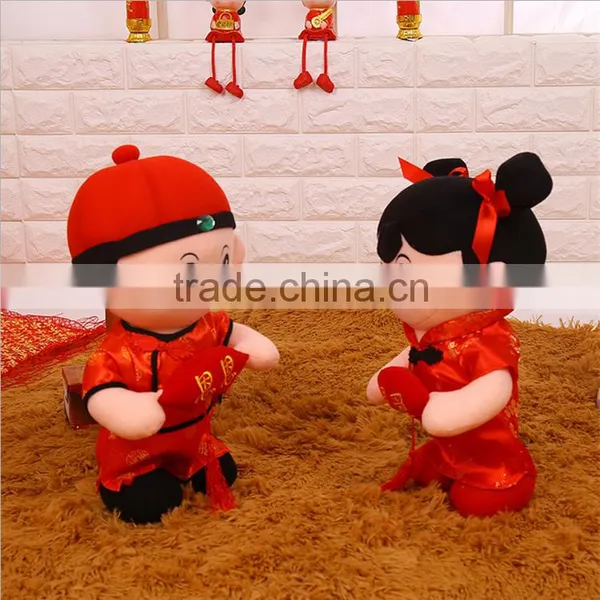Chinese Costume Dolls Custom Stuffed Plush Wedding Couple Dolls photo-5