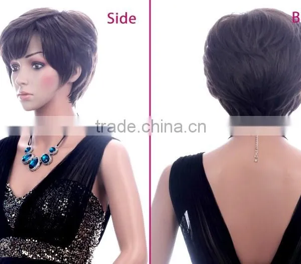 China Wig Supplier Synthetic Lady Bobo Wig Short Hair Lace Wig Silk Top photo-3