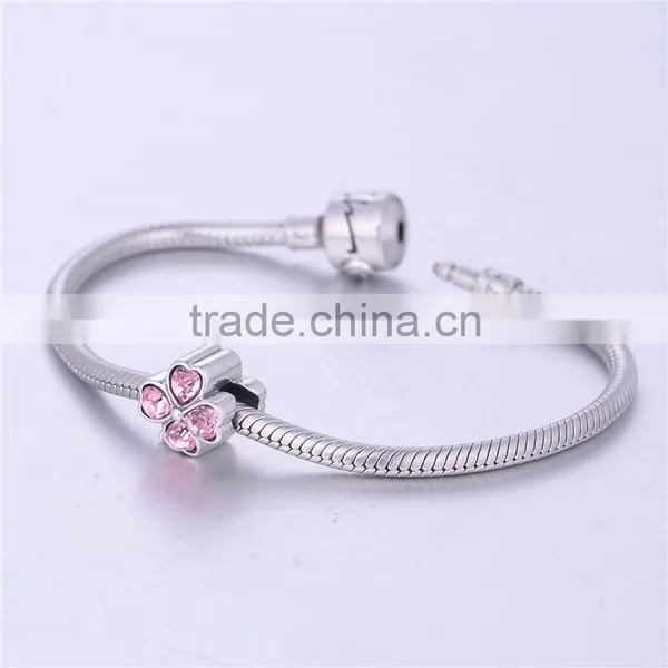 925 Sterling Silver Charms White CZ Flower Shaped Charms/beads photo-2