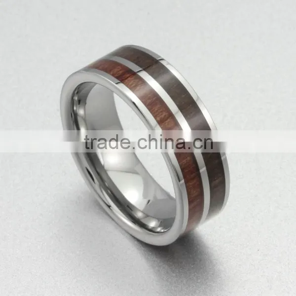 High Quality Sapele-Wood Titanium Ring,Titanium Ring For Men,Wood Inlay Ring photo-4