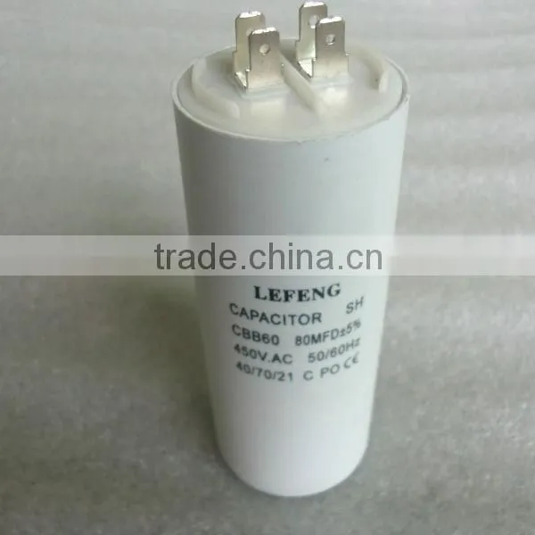 White Plastic & Aluminum Shell LEFENG Brand Cbb60 Cbb65 Cbb61 Cd60 Series Capacitor 5-120uf 250-500vac