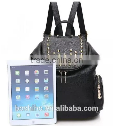 Customized Latest Design Girls Women Fashion Trendy Rivet Backpack Bag photo-2