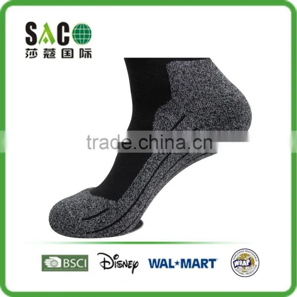 Custom Grey Melange Foot Black Cotton Sports Socks photo-2