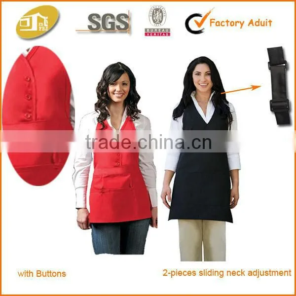 V-Neck Apron With Center Divided Patch Pocket Hotel Uniform photo-5