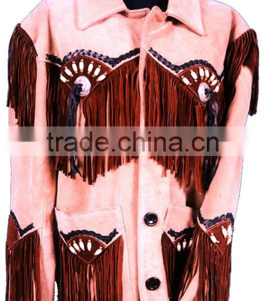 Light Pink Color Suede Leather Western Jacket