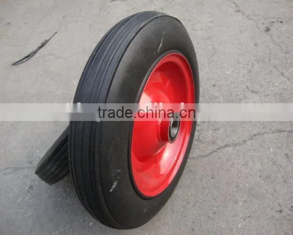 14 Inch Solid Rubber Wheel With Metal Rim Tool Trolley Wheel 14''*3'' Rubber Wheel for Trolley photo-2