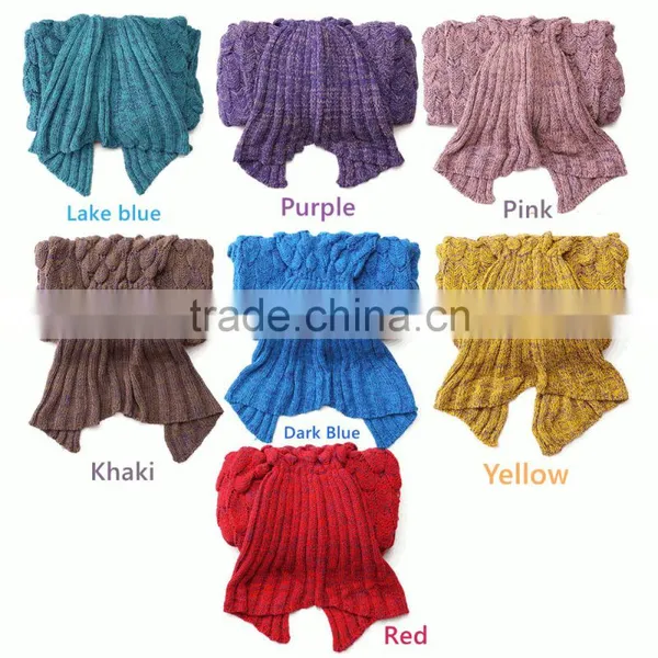Christmas Gift Wholesale Custom Acrylic Material Kids Children Adults Knitted Crochet Mermaid Tail Blanket photo-2