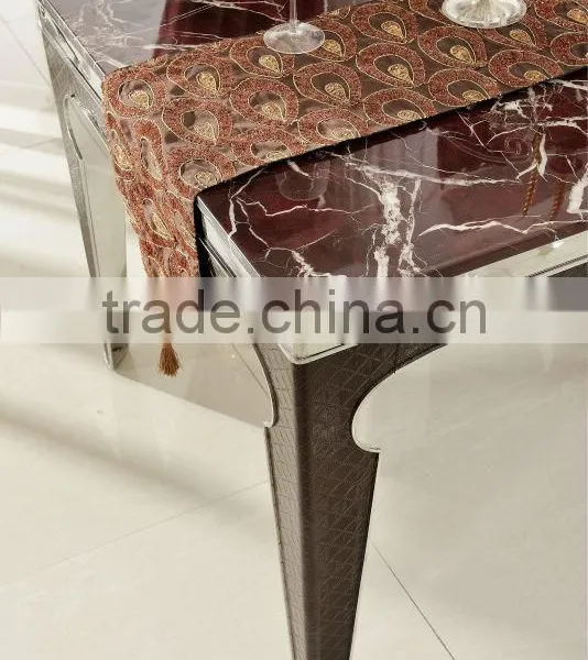 TH372 Dining Furniture Design Stainless Steel Frame Marble Top Dining Table photo-3