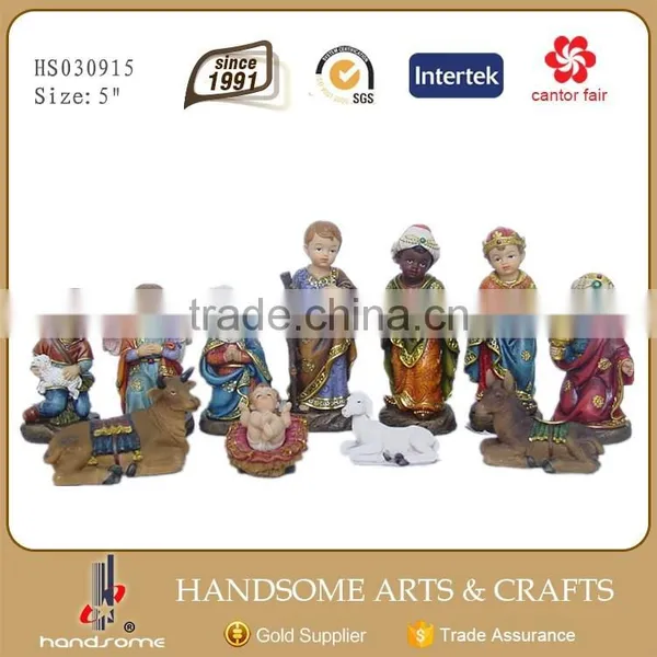 8 Inch Resin Craft Wood Grain Christmas Religious Items Nativity Set photo-5