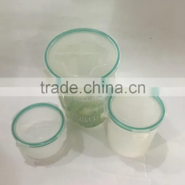 Set of 3 Round Air-tight Container Food Storage Plastic Box photo-2