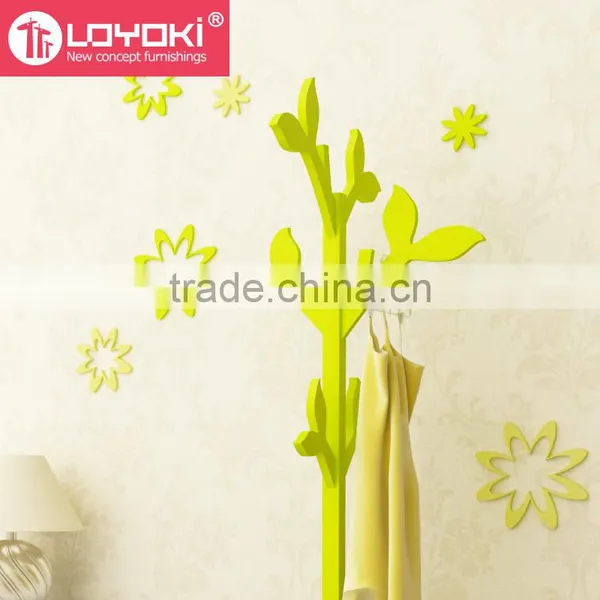 Wall Stickers DIY Wood 3D Flower Shape Home Decal Living Room Murals Wall Wood Furniture Sticker Decor photo-2