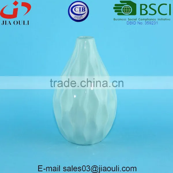 Wave Patterned Glazed Colors Small Cute Blue Ceramic Vases photo-2