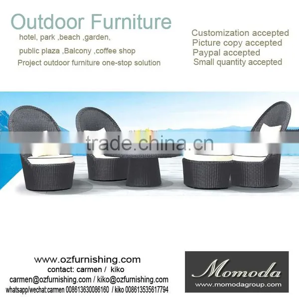 8069 Poly Patio Rattan Outdoor Garden Sofa Chair With Stool Furniture Sets&PE Outdoor Furniture for Hotel