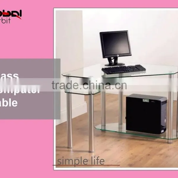 PC Computer Desk Office Furniture Metal Study Desk Glass Computer Table photo-5