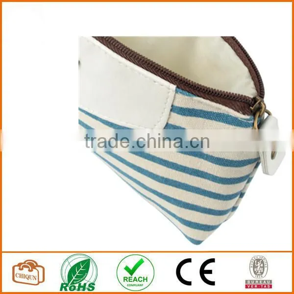 Canvas Navy Style Pen Pencil Case Cellphone Coin Cosmetic Makeup Bag Pouch Purse,Light Blue photo-4