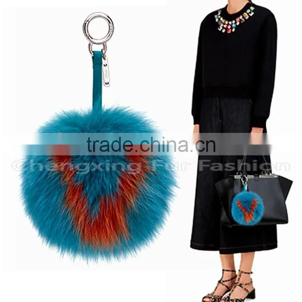 CX-R-38 Highly Genuine Fox Fur Ball Keychain Trinket Alphanumeric Bags Accessories Key Chain