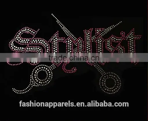 Uniflying Latest Fashion Comb Scissors Dryer Hairdresser Iron on Rhinestone Sheets photo-2