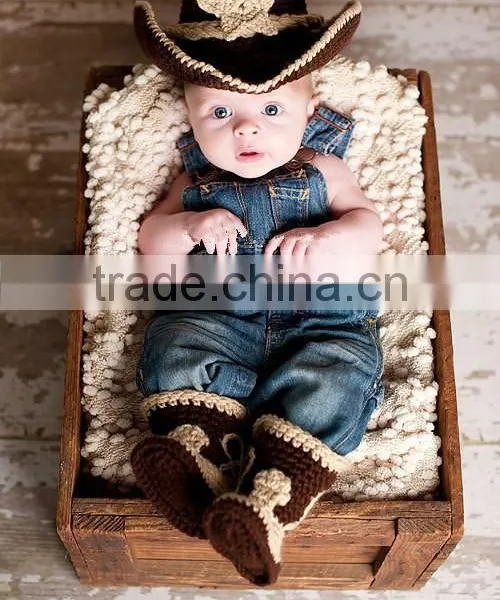 Wholesale Hot Sale Kids Cowboy Clothes Set Crochet Handmade Hats Clothing For Baby photo-2