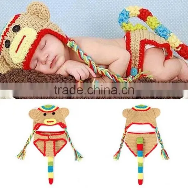 Kalevel Cute Cartoon Dinosaur Style Infant Newborn Baby Girl Boy Crochet Beanie Hat Clothes Baby Photograph Props photo-6