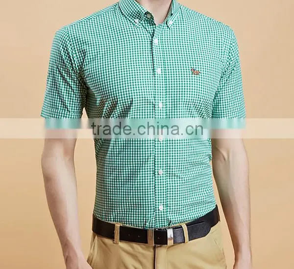 Short Sleeve Shirt Cotton Summer Youth Contracted Texture Plaid Shirt English Cultivate One's Morality With Big Yards photo-5