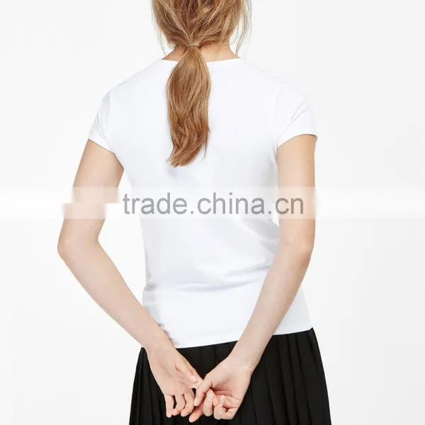 OEM Facotory China Wholesale Casual Customized Crew Neck Short Sleeve 95 Cotton /5 Elastane Blank T-shirt Women photo-2