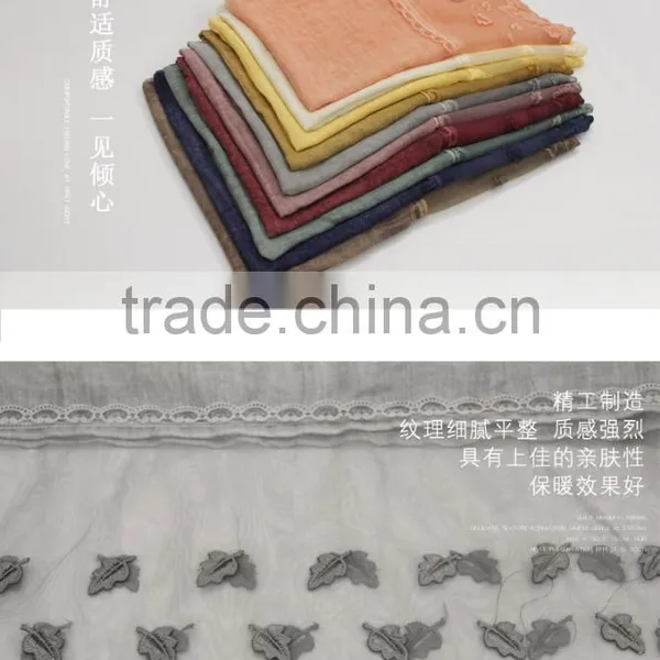 New Fashion Classic Plain Dyed TR Viscose Thin Leaf Silk Lace Trim Ribbon Hijab Scarf for Custom photo-5